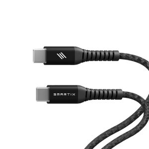 Smartix iConnect 60W USB-C to USB-C Fast Charge Braided Cable (1m, Black) - Image 4
