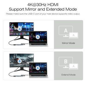 BENFEI USB-C Hub 5-in-1 with 4K HDMI, 100W Power Delivery, 3 USB-A, Silicone Cable (Aluminum Case) - Image 4