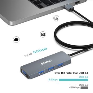BENFEI USB 3.0 Hub 4-Port Ultra-Slim Expander (5Gbps, Aluminum Alloy) - Image 4