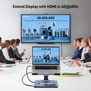 BENFEI Laptop Stand with USB-C 6-in-1 Docking Station, 15W Magnetic Wireless Charger & KVM Switch - Image 4